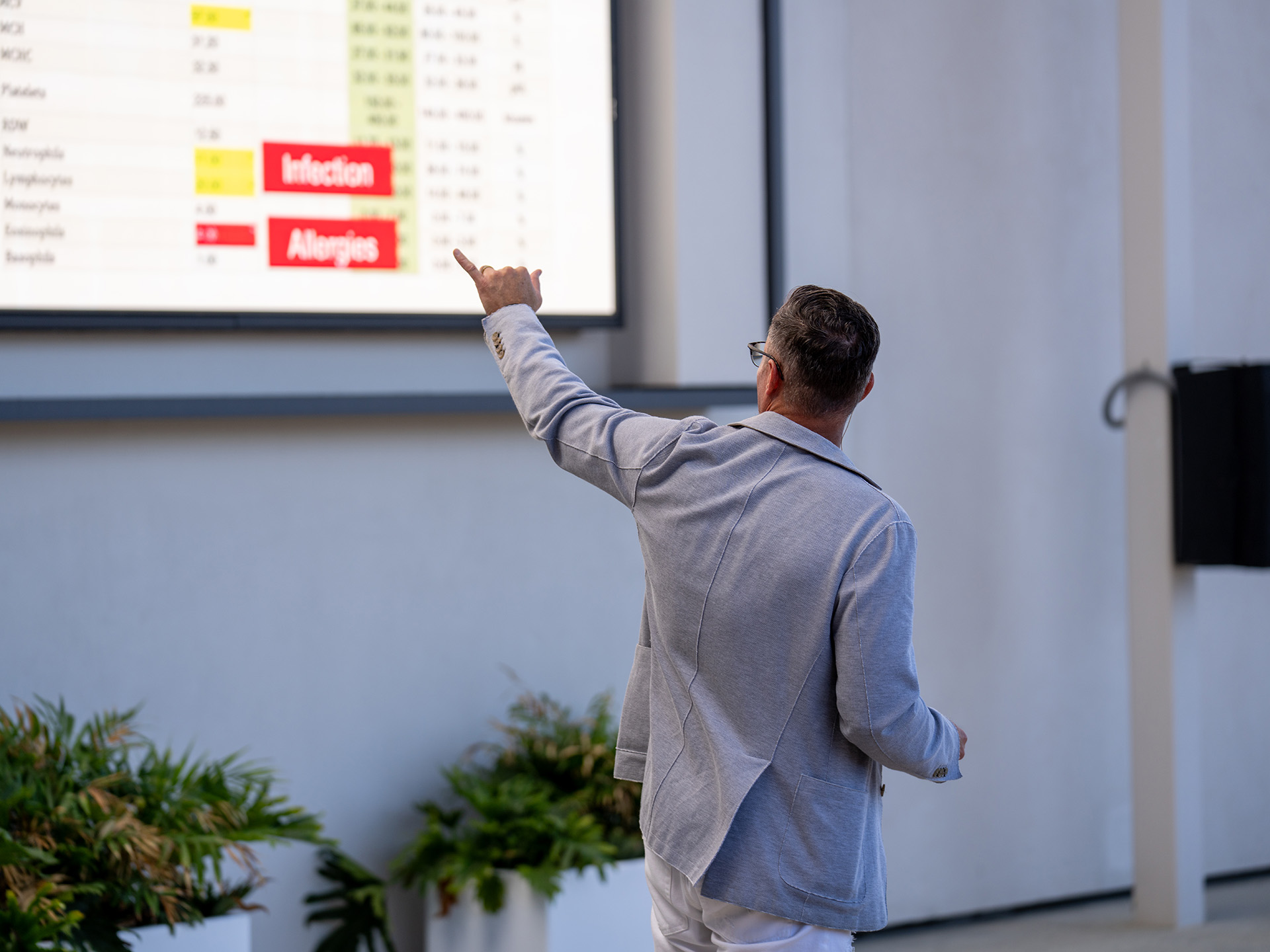 Interpreting blood markers on screen